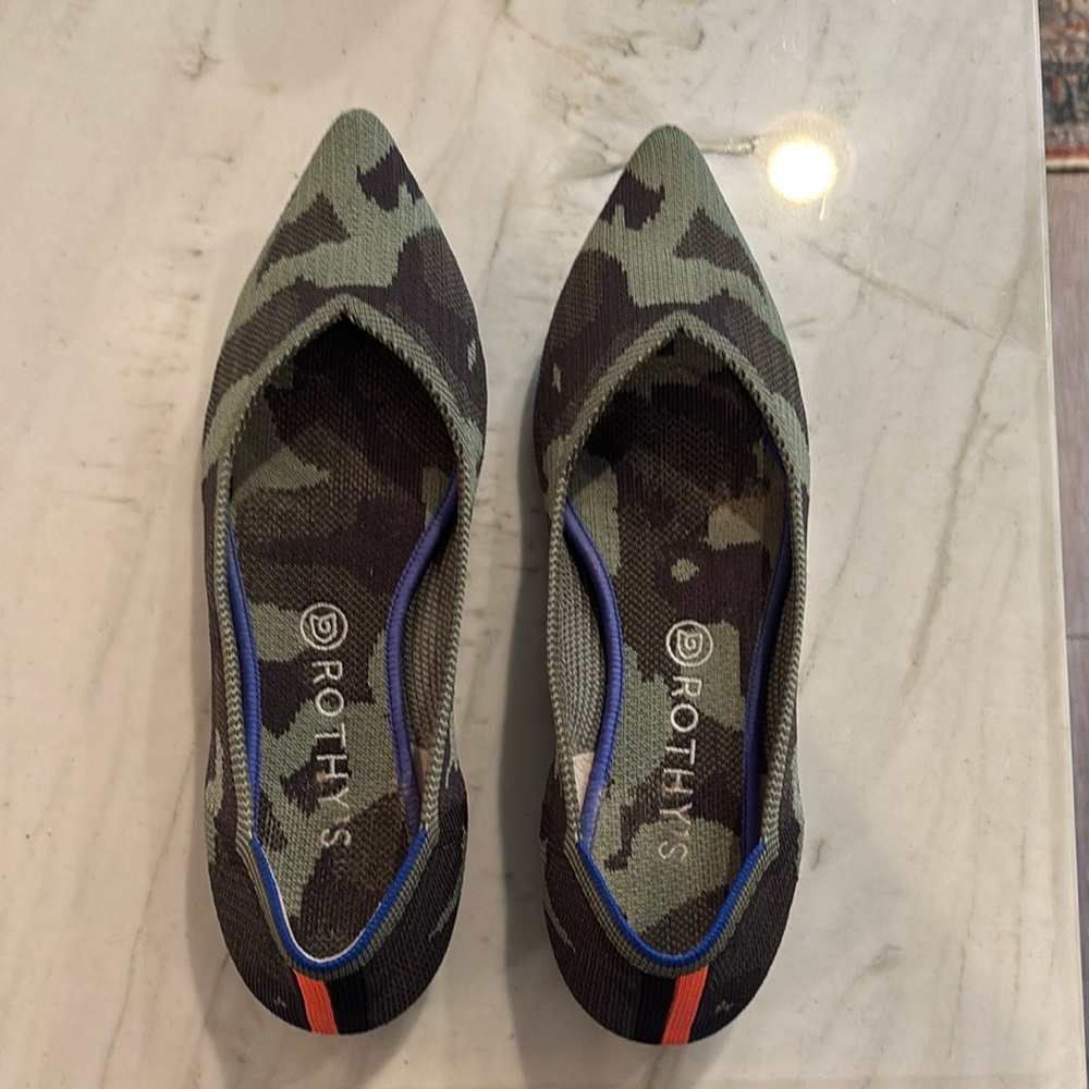 Rothy's Green and Brown Flats with Breathable Knit